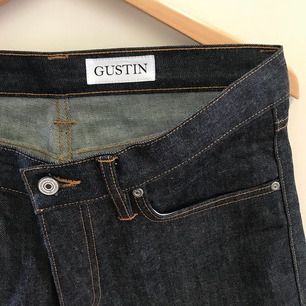 Gustin #210 pure blue Straight Selvedge Jeans 33 - Picture 2 of 5